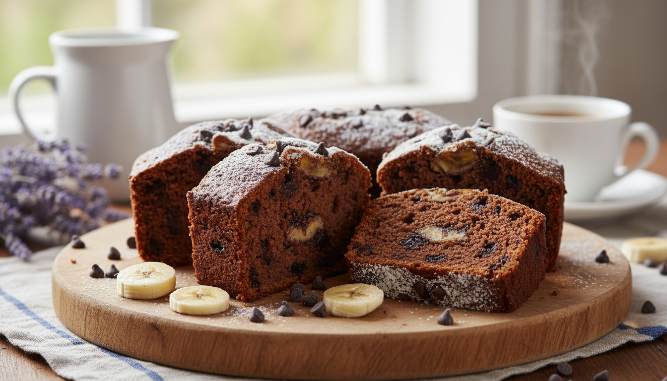 découvrez une recette gourmande et légère de cake à la banane et aux pépites de chocolat, parfaite pour un goûter savoureux et facile à préparer.