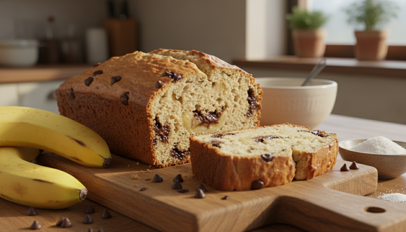 découvrez notre recette gourmande de cake léger à la banane et pépites de chocolat, idéale pour un dessert savoureux et moelleux à partager en toute simplicité.