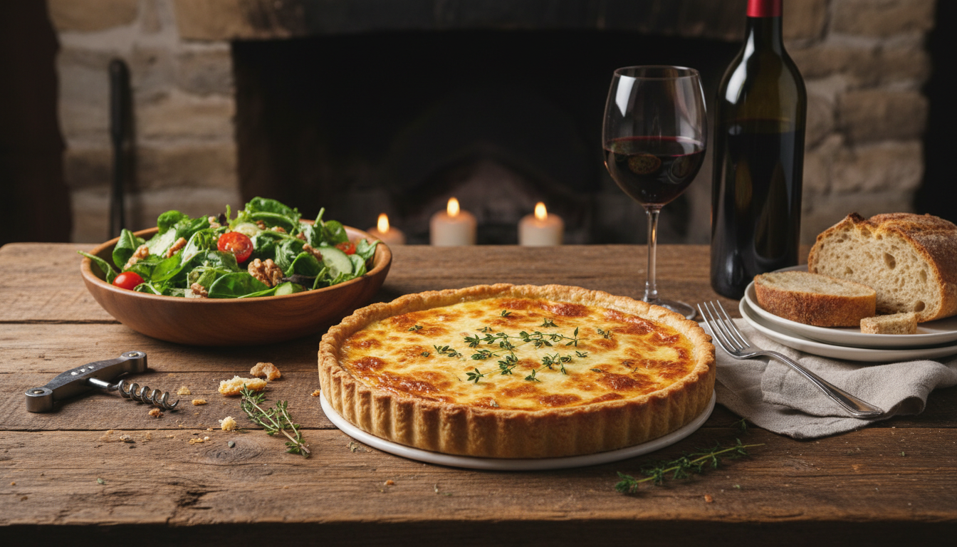 découvrez la tarte au maroilles, avec sa croûte dorée et son cœur crémeux, idéale pour réchauffer vos repas avec saveur et tradition.