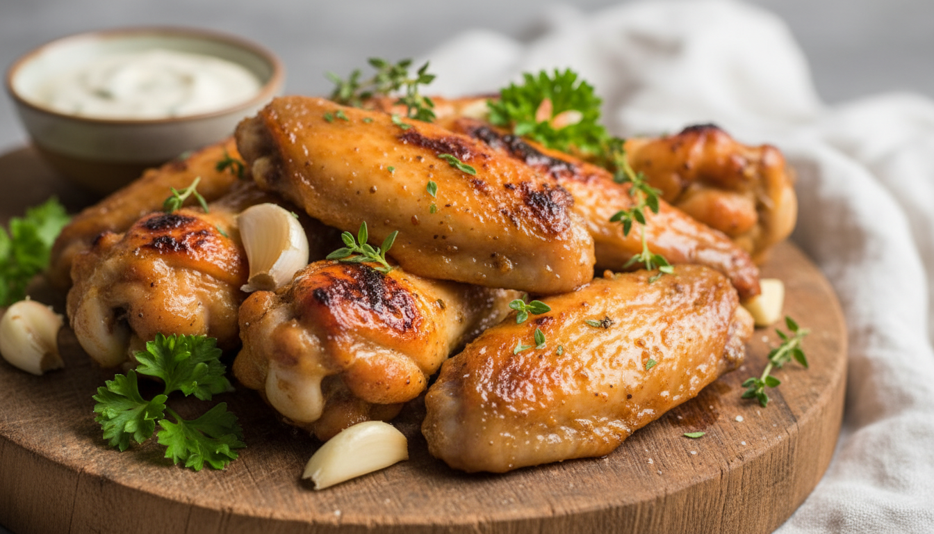 découvrez notre recette légère et savoureuse d'ailes de poulet marinées à l'ail, parfaite pour un repas gourmand et facile à préparer.