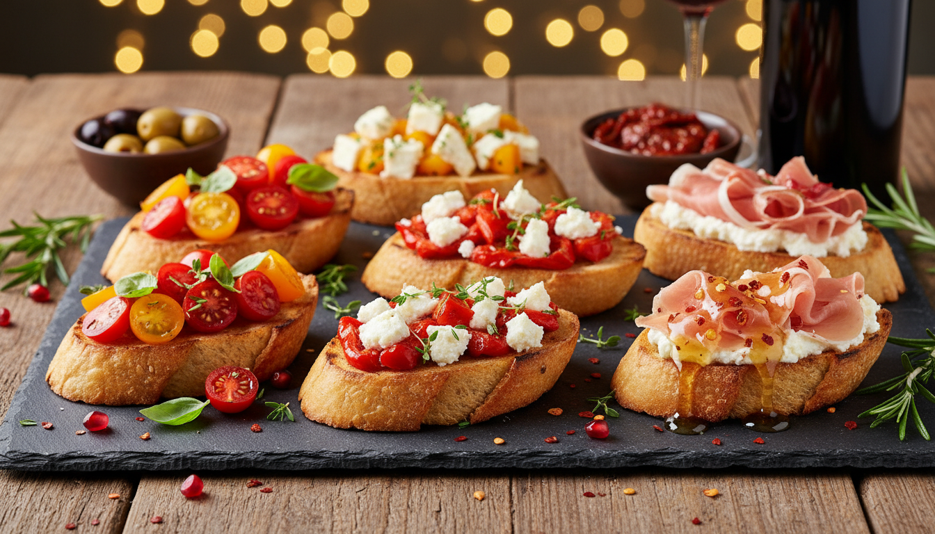 découvrez nos délicieuses bruschettas légères aux tomates fraîches, chèvre fondant et miel épicé, grillées au four pour un apéritif savoureux et gourmand.