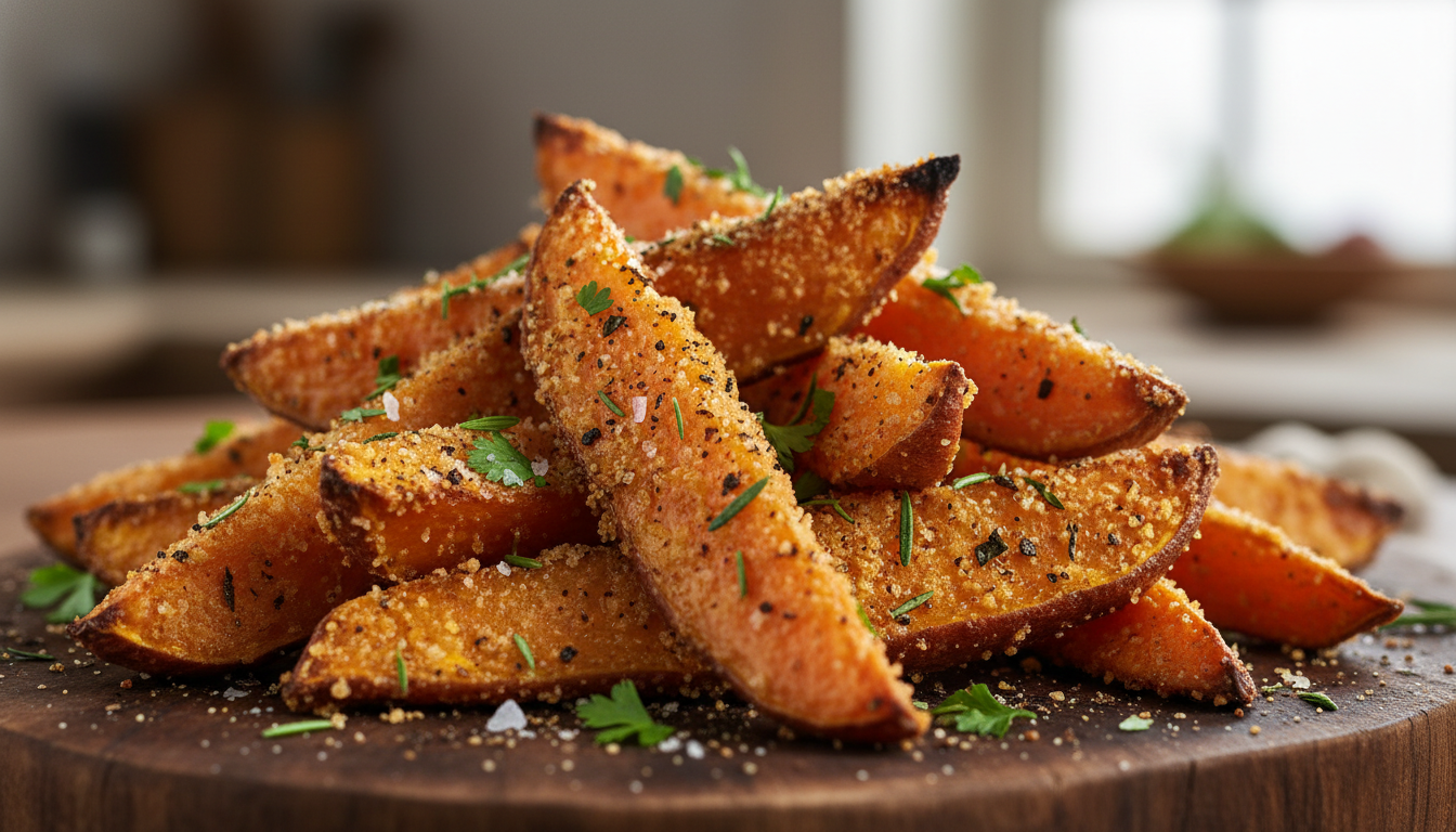 découvrez ces patates douces dorées irrésistibles qui captivent tous les regards et complètent à merveille le plat principal dès leur arrivée à table.