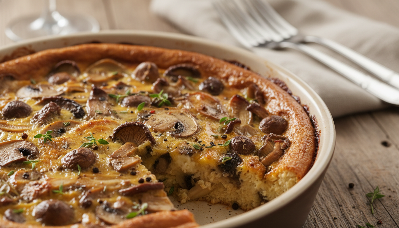 découvrez notre recette facile de clafoutis salé aux champignons, un plat moelleux et doré qui apportera saveur et élégance à vos dîners.