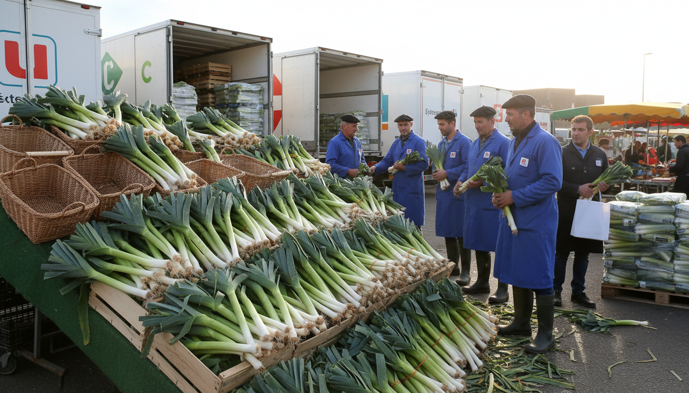 découvrez comment les grandes enseignes françaises unissent leurs forces pour soutenir la filière du poireau face à une crise de surproduction sans précédent.