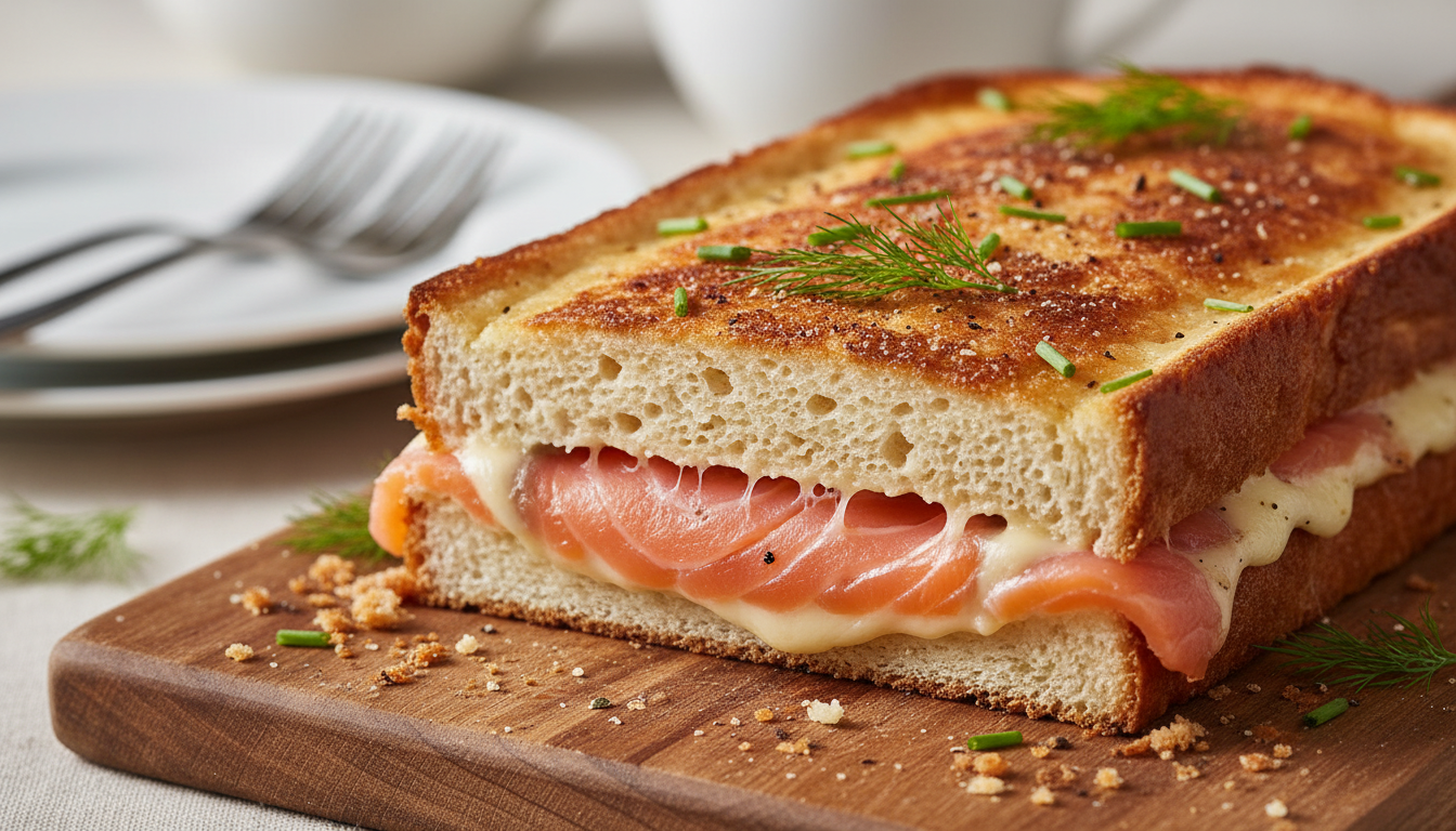 découvrez la recette du croque-cake au saumon fumé, où le pain de mie renferme un cœur fondant et savoureux, pour un repas gourmand et original.