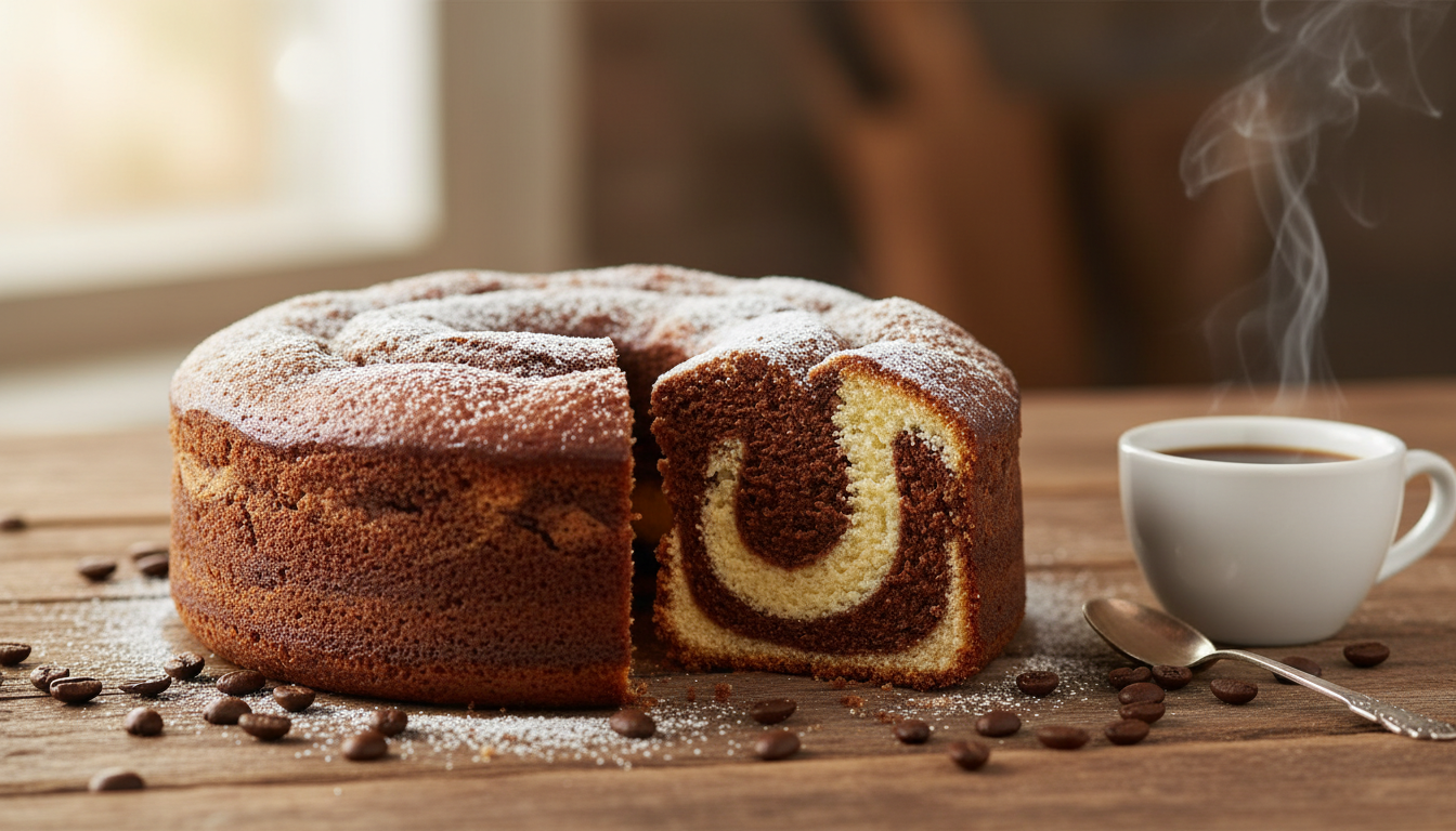 savourez un marbré au café ultra moelleux qui transforme le gâteau au yaourt traditionnel en une gourmandise irrésistible et pleine de douceur.