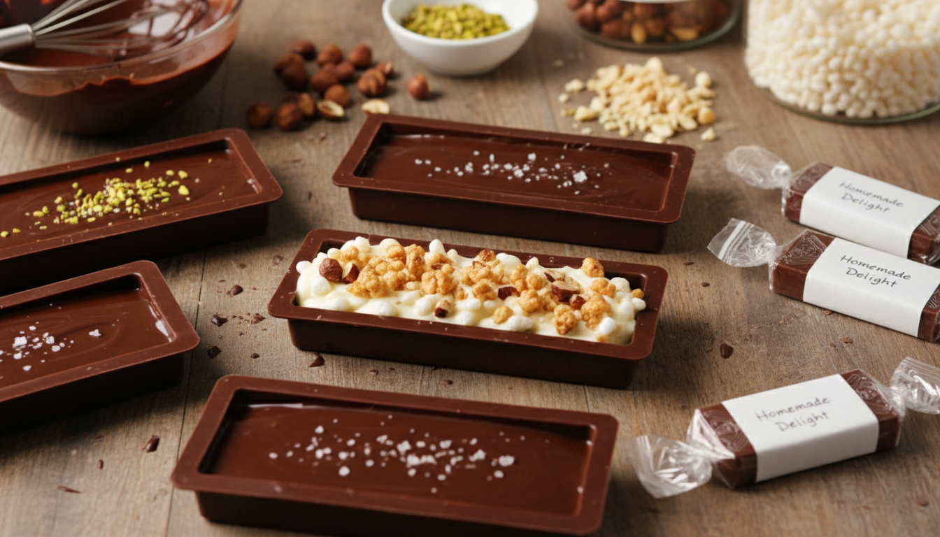 savourez nos barres chocolatées maison au cœur lacté et croustillant, une gourmandise irrésistible et bien meilleure que celles du supermarché. recette simple et délicieuse à découvrir !