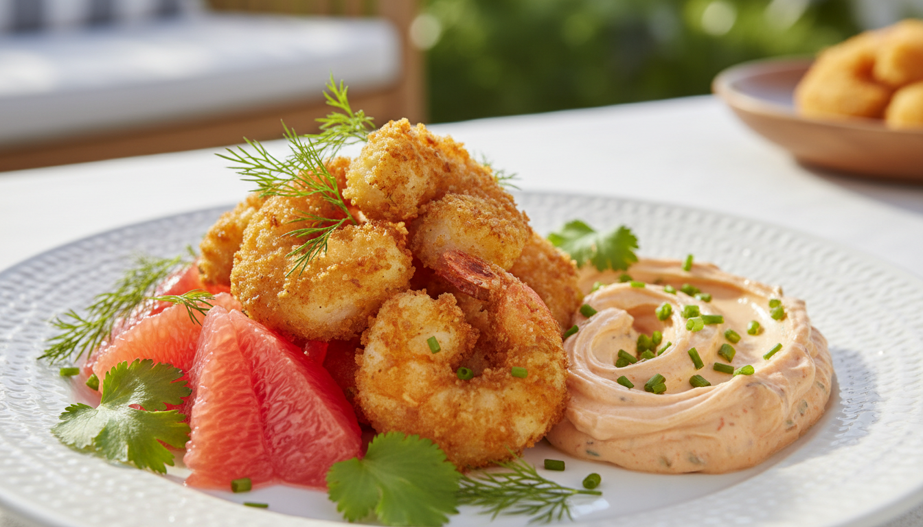 découvrez notre recette estivale alliant crevettes croquantes, pamplemousse juteux et fromage au saumon pour un mélange savoureux et rafraîchissant, parfait pour l'été.