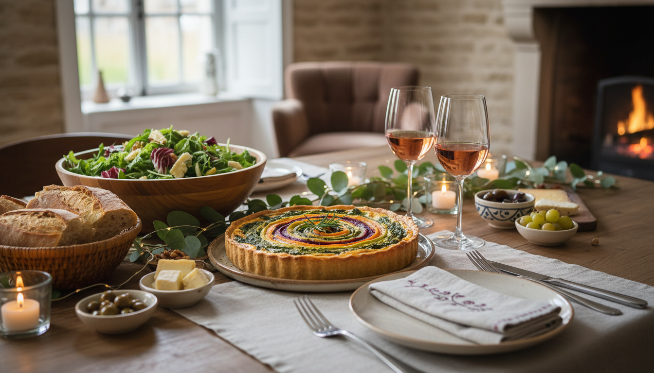 découvrez notre quiche en spirales, un délice légèrement végétarien alliant des saveurs raffinées pour un repas sain et gourmand.