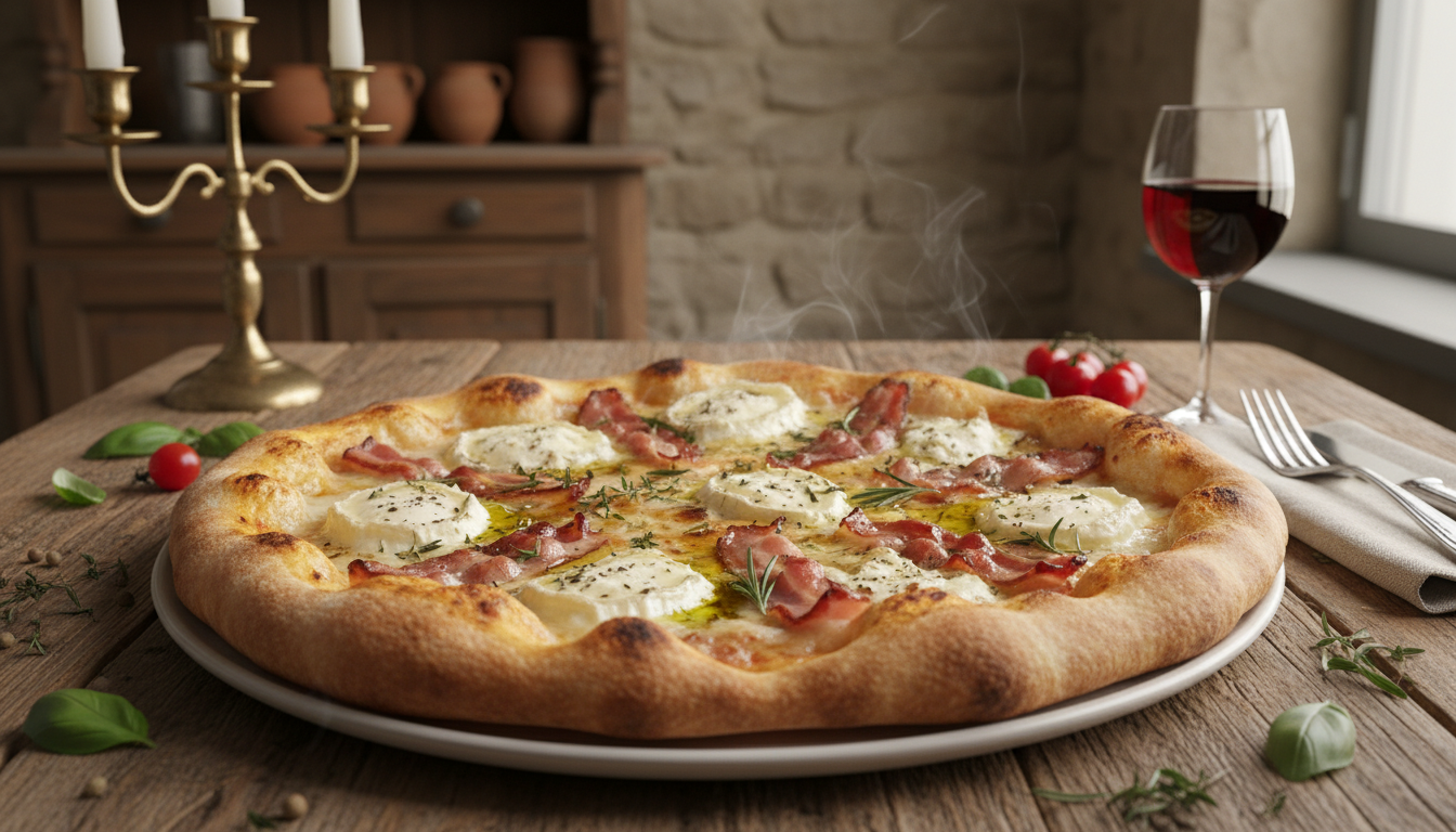 découvrez notre recette gourmande de pizza au fromage de chèvre et lardons, un délice à préparer facilement pour régaler vos papilles.