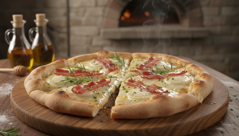 découvrez notre recette gourmande de pizza au fromage de chèvre et lardons, un délice facile à préparer pour régaler vos papilles.