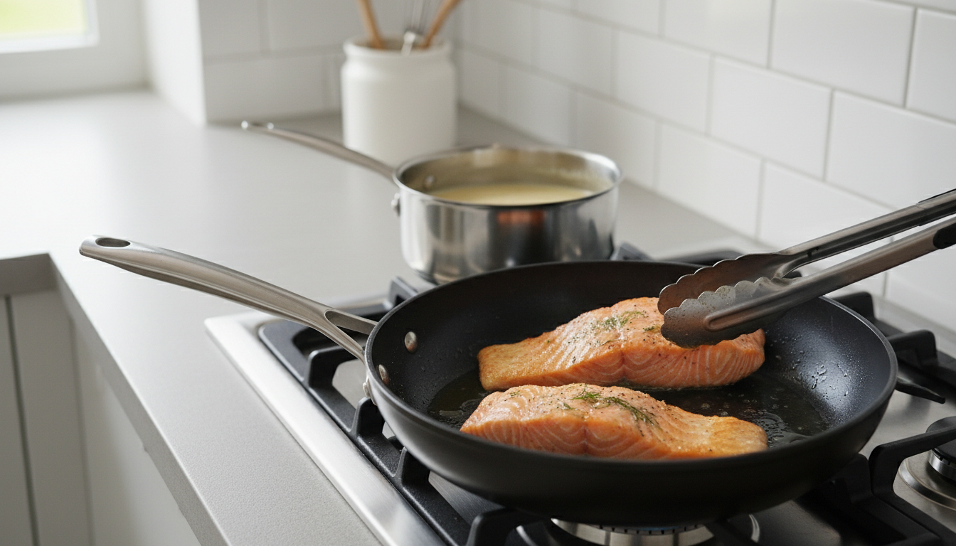 découvrez notre recette simple et gourmande de pavé de saumon nappé d'une sauce légère au vin blanc, parfaite pour un repas délicieux et raffiné.