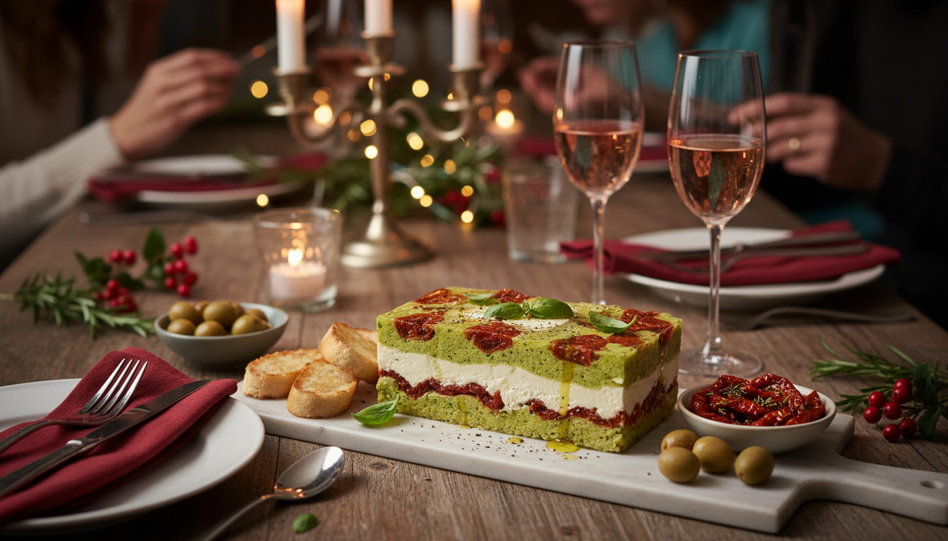 savourez une terrine d’artichaut onctueuse au fromage frais, relevée par des éclats de tomate séchée pour un délice gourmand alliant fraîcheur et saveurs méditerranéennes.