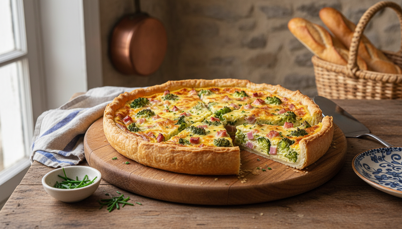 découvrez notre recette facile et gourmande de quiche au brocoli et jambon, préparée rapidement avec le thermomix pour un délice léger et savoureux.