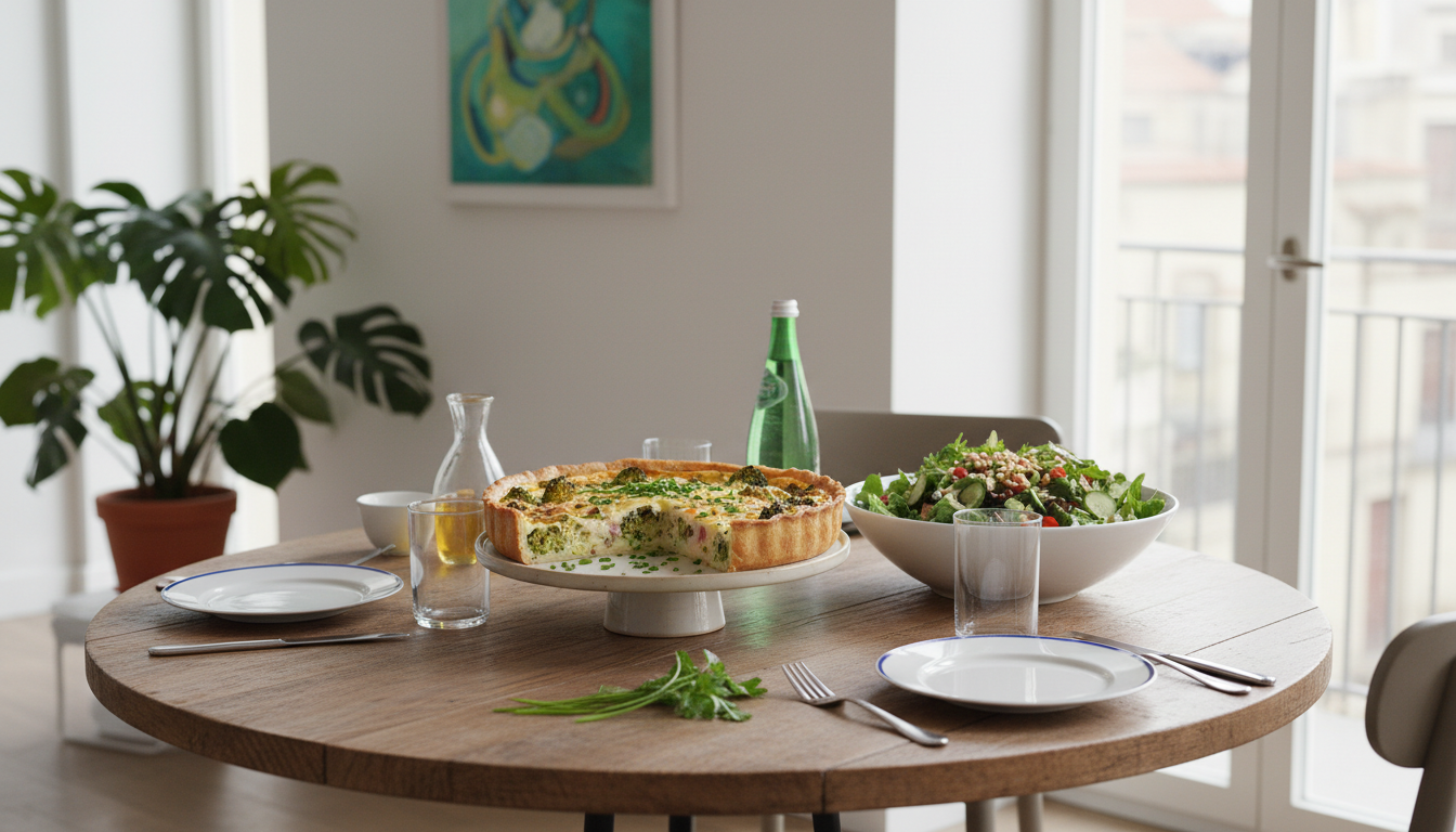 découvrez la recette facile et savoureuse de la quiche au brocoli et jambon, préparée rapidement avec votre thermomix pour un repas léger et gourmand.