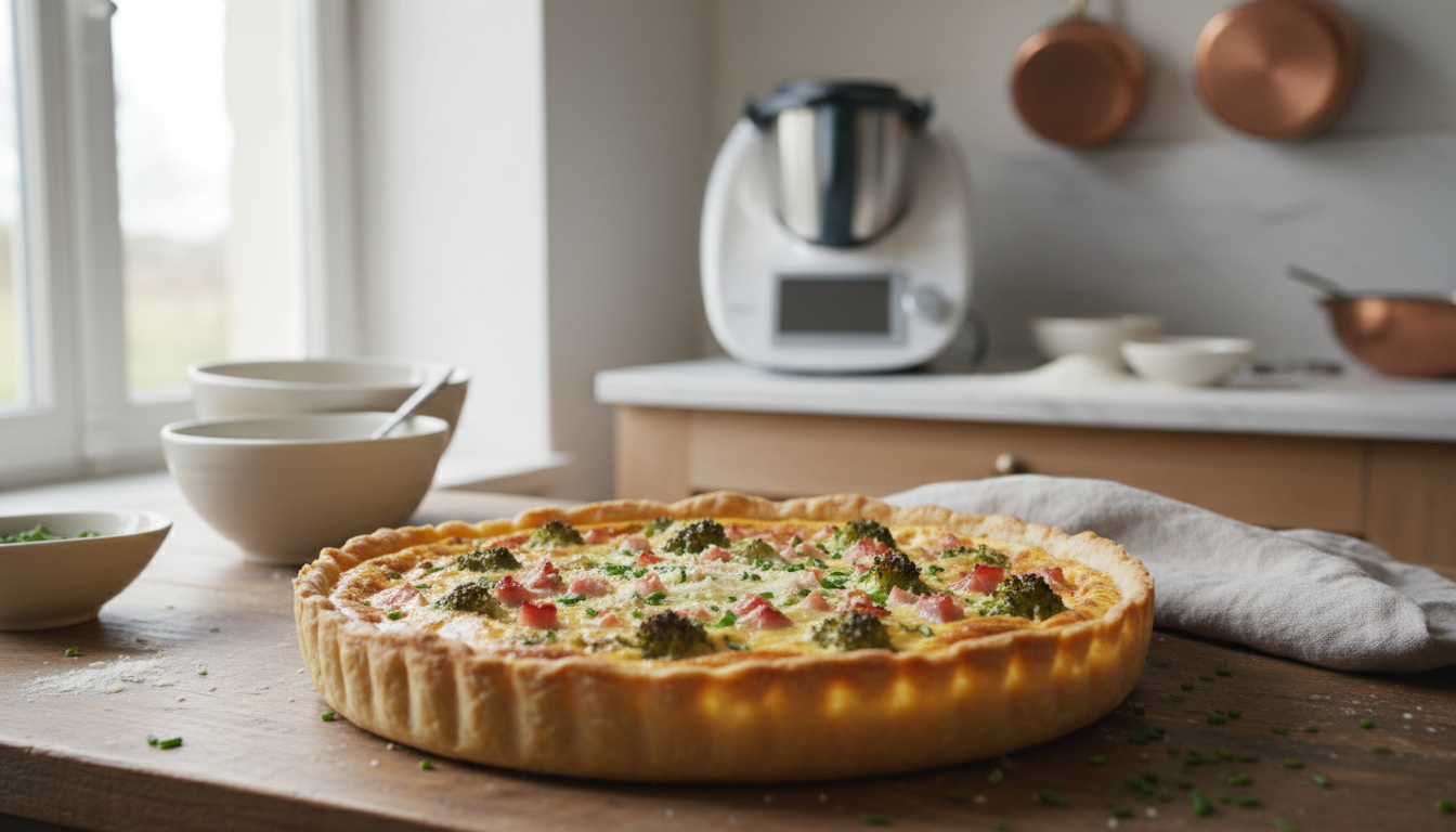 découvrez une recette facile et légère de quiche au brocoli et jambon préparée avec le thermomix, parfaite pour un repas savoureux et équilibré.