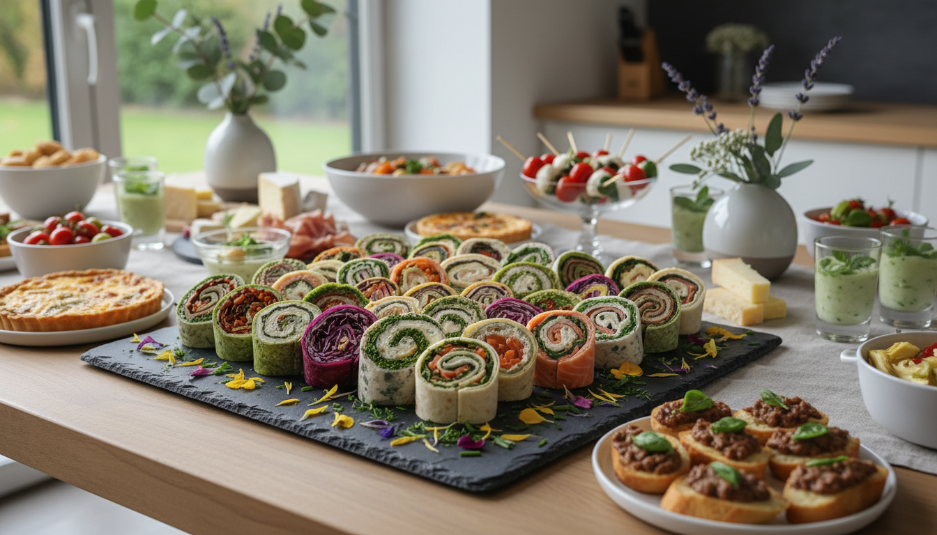 découvrez nos délices apéritifs avec des roulés gourmands au fromage frais et légumes croquants, parfaits pour un apéritif frais et savoureux.