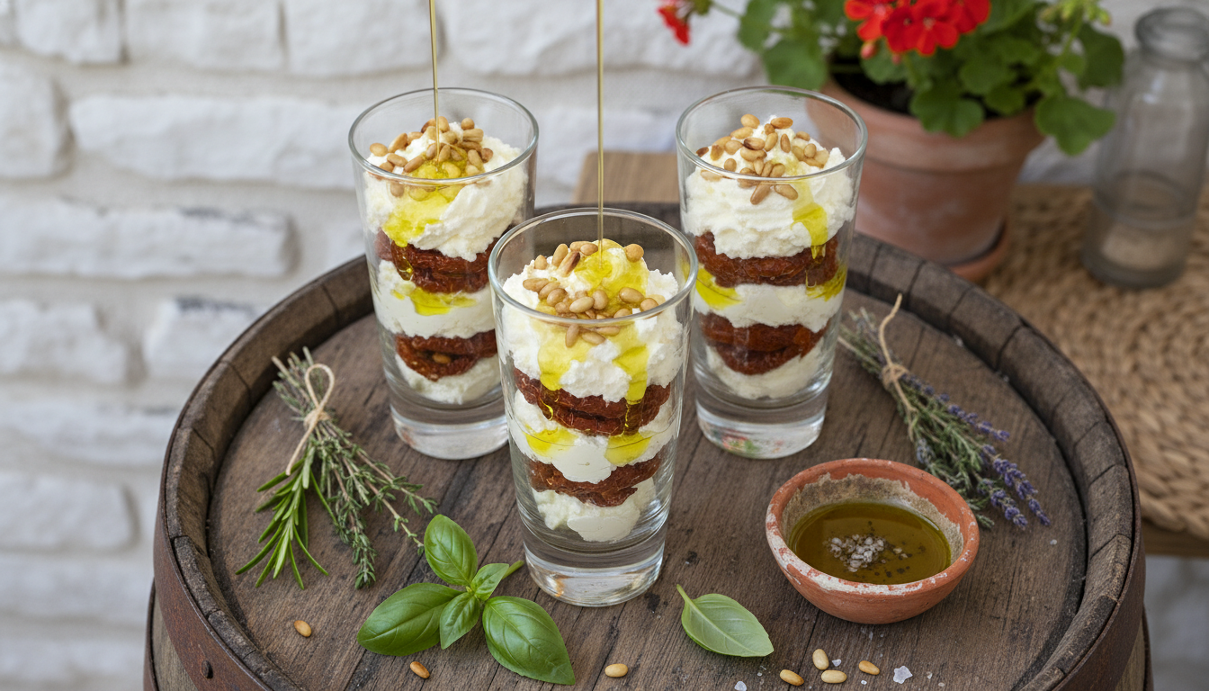 découvrez une recette savoureuse de délices en verrines alliant le fromage de chèvre frais et les saveurs authentiques de la provence pour un apéritif gourmand et raffiné.