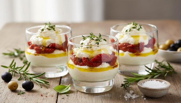 découvrez notre recette savoureuse de délices en verrines alliant le fromage de chèvre frais et les saveurs authentiques de la provence pour un apéritif raffiné et gourmand.