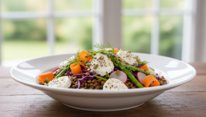 découvrez une recette savoureuse de salade de lentilles au chou rouge et fromage de chèvre, parfaite pour réveiller vos papilles avec des saveurs fraîches et gourmandes.