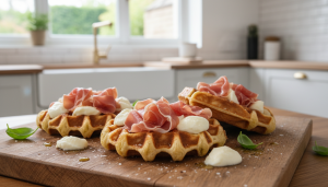 découvrez notre recette gourmande de gaufres salées au jambon cru et mozzarella fondante, faciles à préparer et parfaites pour un repas savoureux et original.