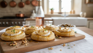 découvrez notre recette savoureuse et gourmande de mini-tartes au crottin de chavignol, parfaites pour un apéritif délicat ou un repas convivial.