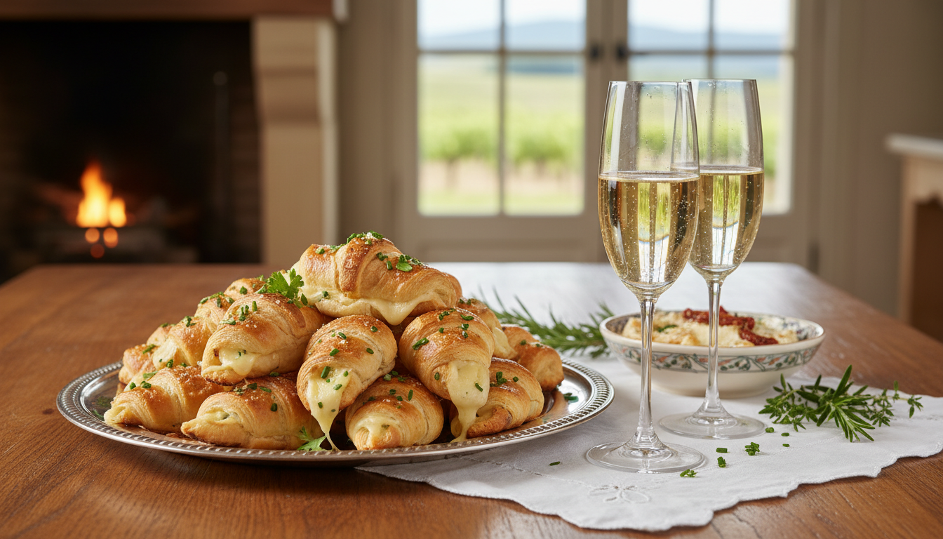 découvrez la recette facile et gourmande des mini croissants apéritifs au fromage, ail et fines herbes, parfaits pour régaler vos invités en toute simplicité.