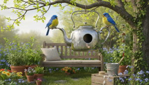 apprenez à transformer vos anciens ustensiles de cuisine en nichoirs écologiques et décoratifs pour accueillir les oiseaux ce printemps.