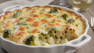 découvrez notre gratin léger de brocoli, chou-fleur et comté, délicatement nappé d’une béchamel onctueuse, pour un plat savoureux et réconfortant, parfait pour un repas équilibré.