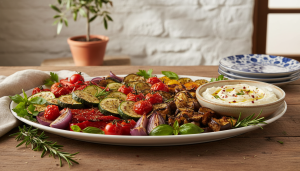 découvrez notre recette simple et savoureuse de légumes rôtis irrésistibles accompagnés d'une sauce onctueuse au fromage frais, parfaite pour un repas gourmand et équilibré.