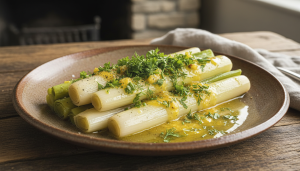 découvrez comment philippe etchebest sublime les poireaux tièdes grâce à une vinaigrette éclatante et savoureuse, transformant ainsi une entrée simple en un véritable délice gourmet.