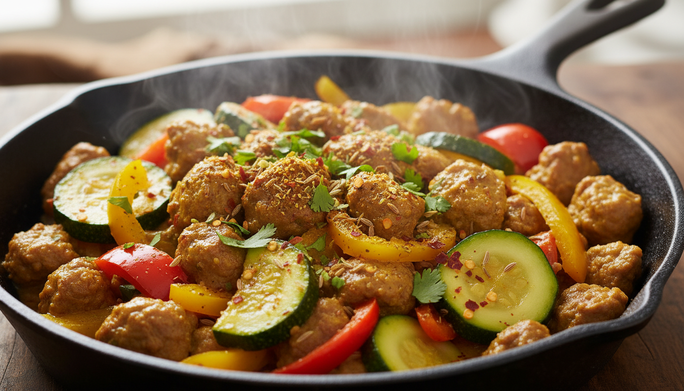 découvrez notre poêlée de steak haché aux courgettes et poivrons au curry, un plat simple et rapide à préparer, sublimé par une explosion de saveurs surprenantes qui ravira vos papilles.