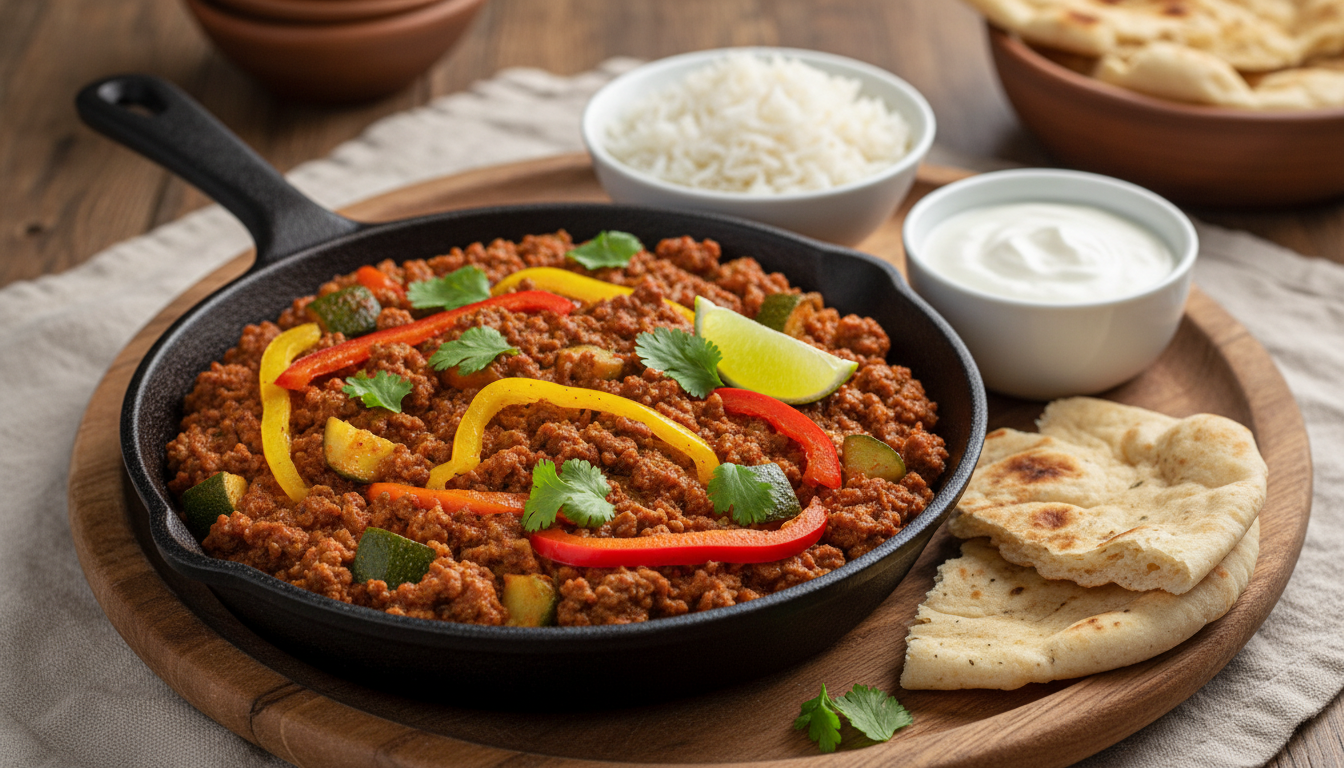 découvrez une poêlée savoureuse de steak haché, courgettes et poivrons au curry, alliant simplicité et explosion de saveurs pour un repas délicieux et surprenant.