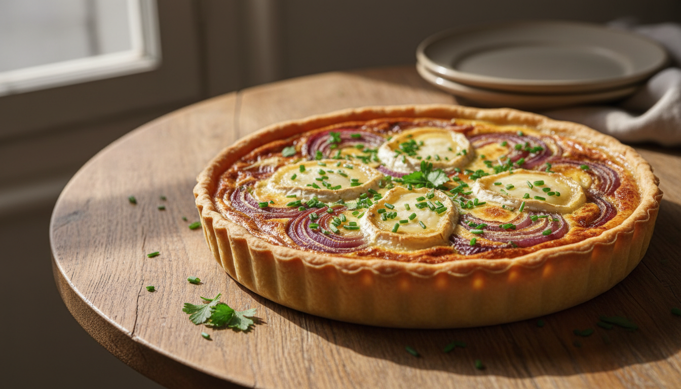 découvrez notre recette de quiche gourmande aux oignons caramélisés et chèvre fondant, une préparation légère et savoureuse idéale pour un repas raffiné.