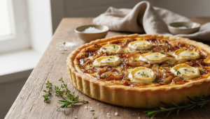 découvrez une recette légère et savoureuse de quiche gourmande aux oignons caramélisés et chèvre fondant, parfaite pour un repas gourmand et équilibré.
