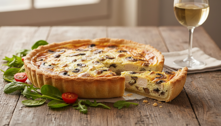 découvrez notre recette simple et gourmande de quiche légère au poulet et champignons, idéale pour un repas savoureux et équilibré en toute simplicité.