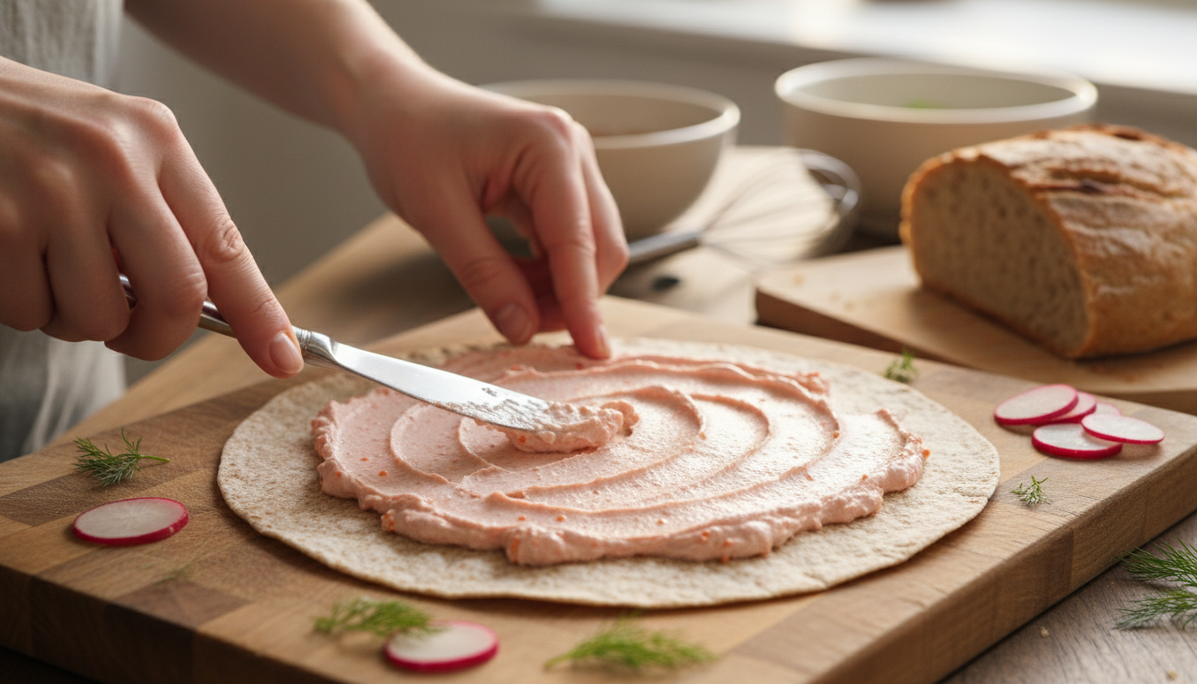 découvrez une recette simple et gourmande de wrap apéritif au fromage frais et tarama, parfaite pour vos moments conviviaux et apéritifs délicieux.