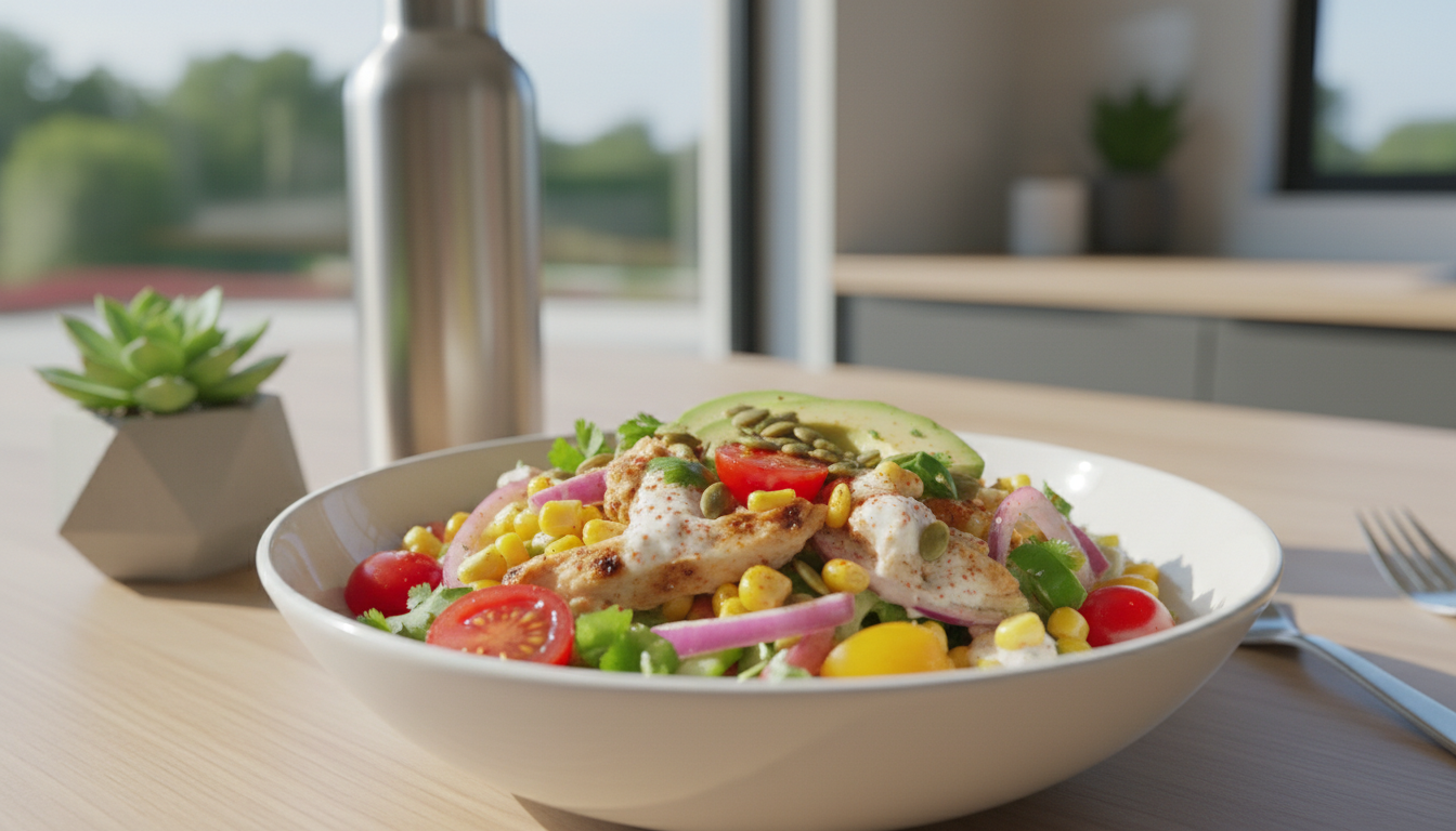 découvrez notre salade légère au poulet, maïs et tomates, une recette saine et savoureuse parfaite pour un repas minceur qui rassasie sans alourdir.