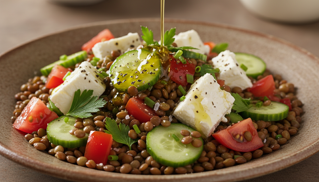 découvrez notre salade de lentilles et fromage, une recette savoureuse et gourmande qui allie fraîcheur et tradition pour un repas sain et délicieux.