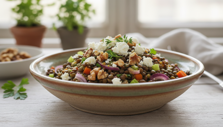 découvrez notre salade de lentilles et fromage, un mélange savoureux et gourmand qui ravira vos papilles. parfaite pour un repas sain et délicieux.
