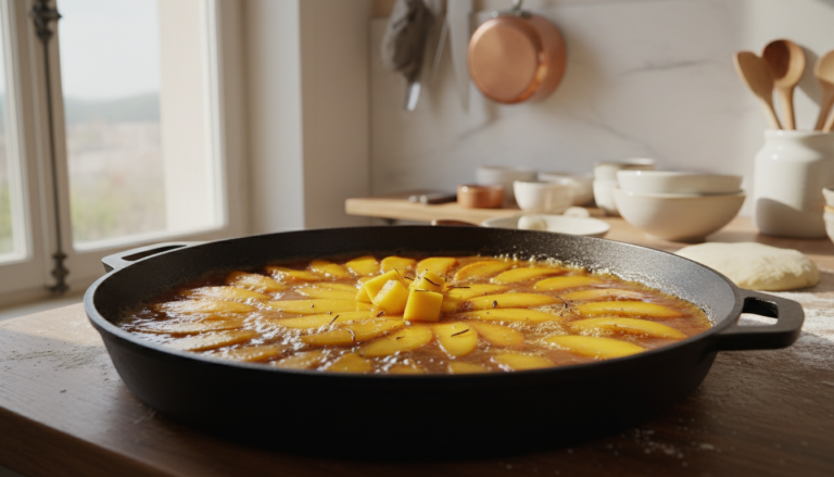 découvrez notre recette légère de tarte tatin à la mangue, une douceur exotique et gourmande à savourer sans culpabilité.