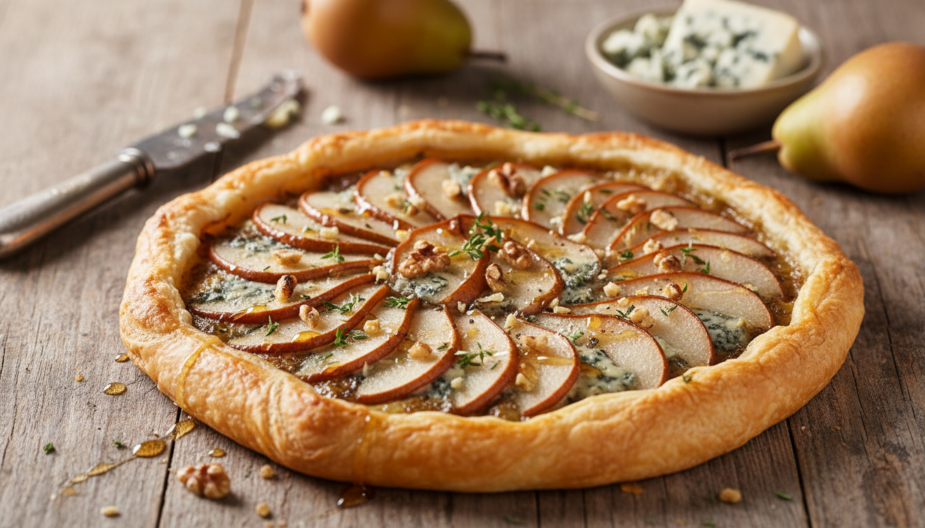découvrez la recette incontournable de la tarte gourmande aux poires et roquefort, une alliance parfaite entre douceur et saveur pour vos papilles.