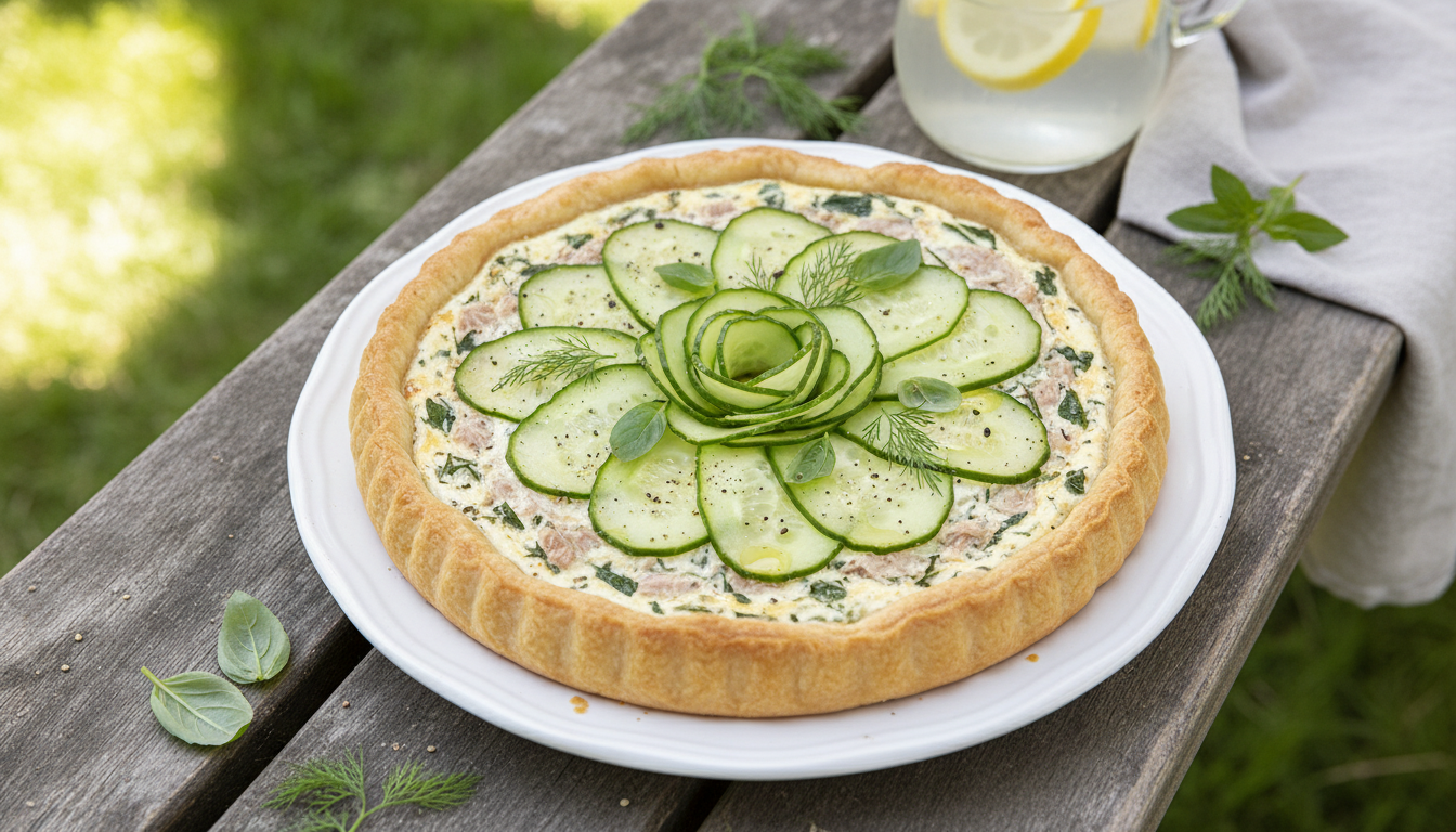 découvrez une recette facile et gourmande de tarte légère au concombre et thon, parfaite pour un repas frais et savoureux.