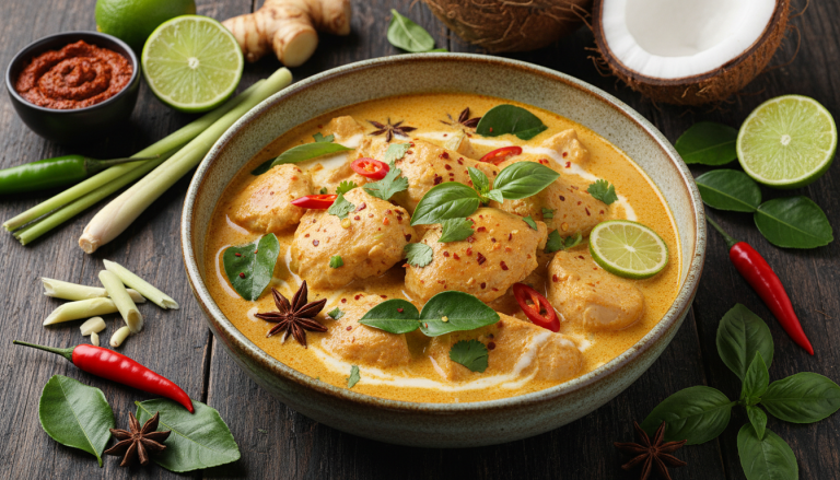 savourez un curry thaï au gingembre et lait de coco, une expérience culinaire chaude et mémorable pour rendre vos dîners inoubliables.