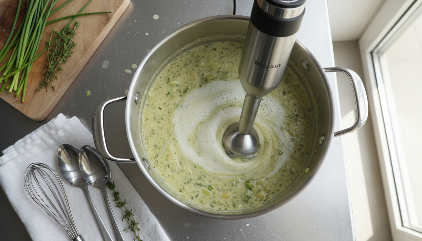 découvrez notre recette facile et rapide de velouté de poireaux onctueux avec seulement 2 ingrédients, parfaite pour réchauffer 4 personnes cet hiver.