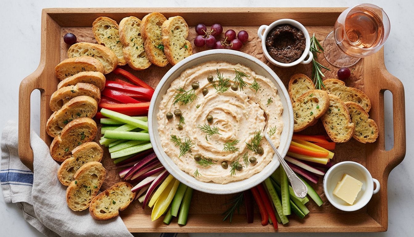 découvrez notre dip crémeux au saumon fumé et fromage de chèvre frais, parfait pour vos apéritifs gourmands et faciles à préparer.