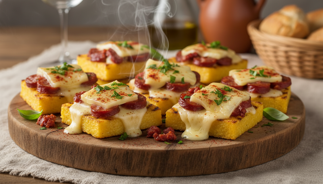 découvrez notre recette savoureuse de toast de polenta au fromage et chorizo, un délice croustillant parfait pour régaler vos papilles à tout moment.