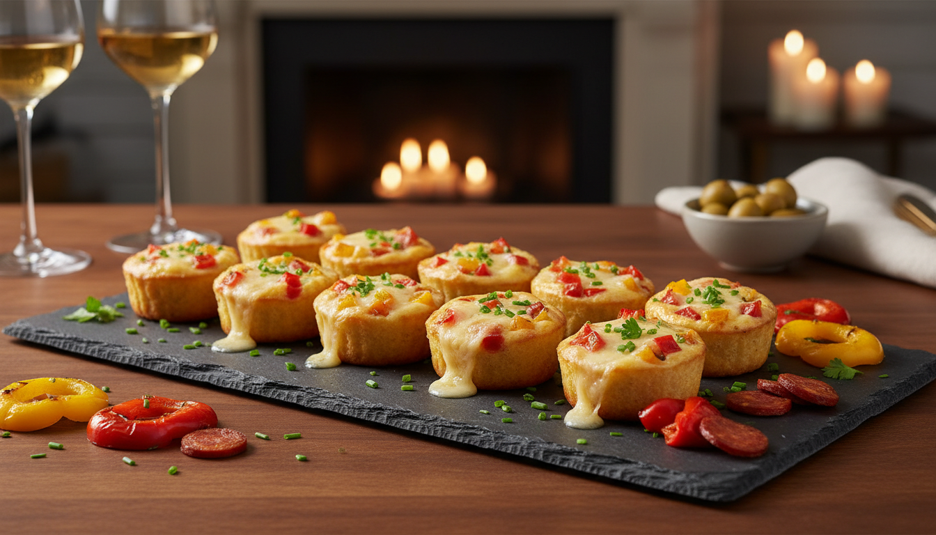 découvrez nos mini-cakes savoureux au chorizo, poivron et fromage fondant, parfaits pour un apéritif gourmand et original.