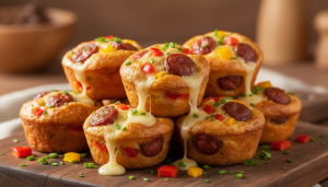 découvrez nos mini-cakes savoureux au chorizo, poivron et fromage fondant, parfaits pour un apéritif gourmand et original.