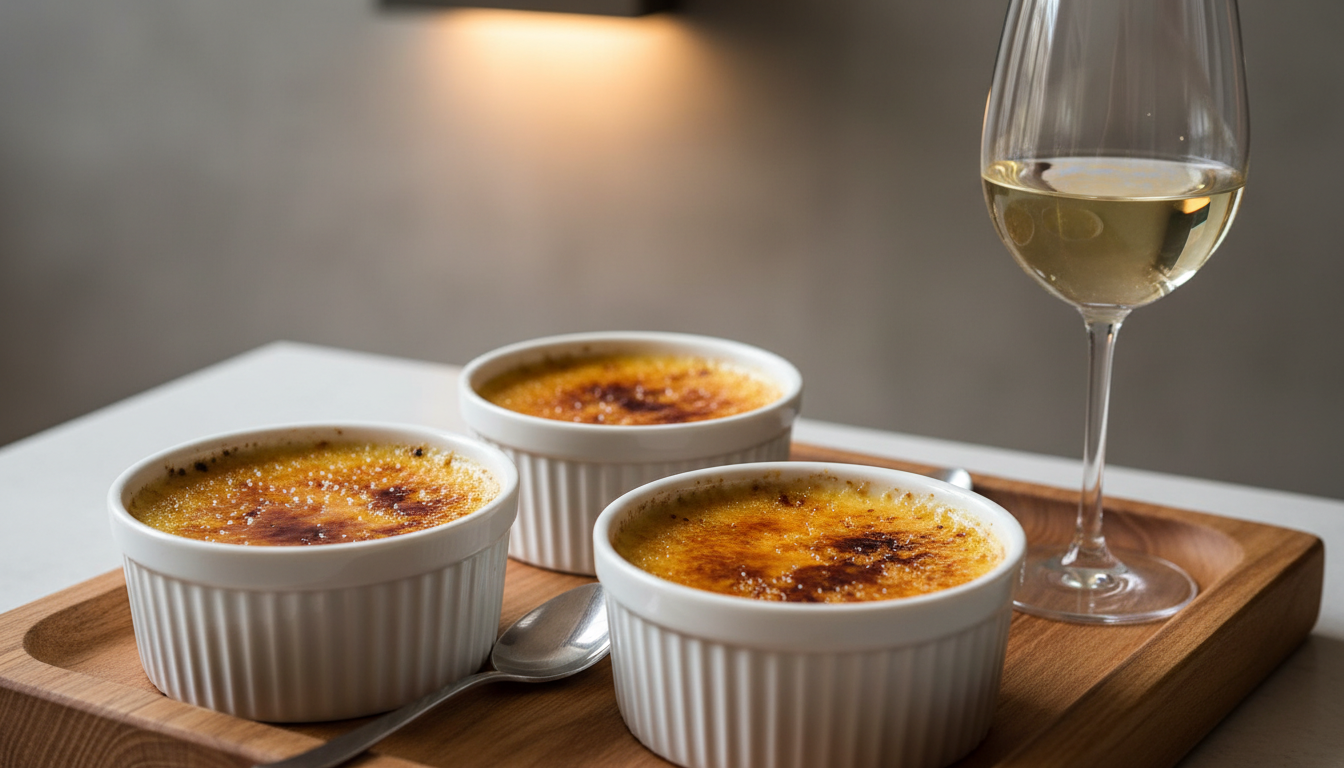 découvrez la recette gourmande et raffinée de la crème brûlée au vin blanc, un délice léger qui allie douceur et finesse pour un dessert parfait.